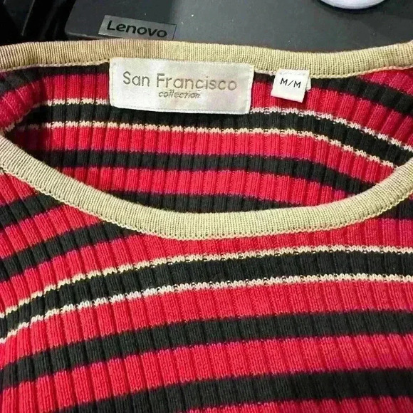 San Francisco | vintage red stripped long sleeve knit sweater womens medium - Picture 5 of 6